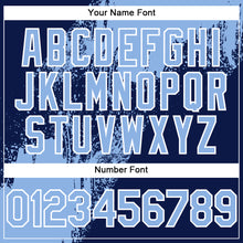 Load image into Gallery viewer, Custom Light Blue Navy-White 3D Pattern Abstract Brush Stroke Two-Button Unisex Softball Jersey
