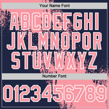 Load image into Gallery viewer, Custom Medium Pink Navy-White 3D Pattern Abstract Brush Stroke Two-Button Unisex Softball Jersey
