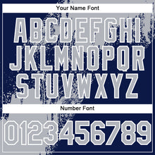 Load image into Gallery viewer, Custom Gray Navy-White 3D Pattern Abstract Brush Stroke Two-Button Unisex Softball Jersey
