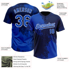 Load image into Gallery viewer, Custom Thunder Blue Navy-White 3D Pattern Abstract Brush Stroke Two-Button Unisex Softball Jersey
