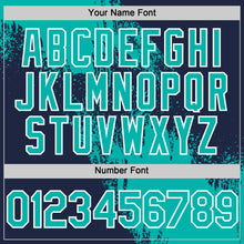 Load image into Gallery viewer, Custom Aqua Navy-White 3D Pattern Abstract Brush Stroke Two-Button Unisex Softball Jersey
