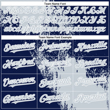 Load image into Gallery viewer, Custom Silver Navy-White 3D Pattern Abstract Brush Stroke Two-Button Unisex Softball Jersey
