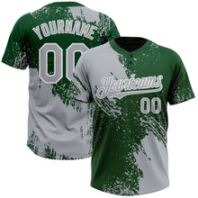 Load image into Gallery viewer, Custom Gray Green-White 3D Pattern Abstract Brush Stroke Two-Button Unisex Softball Jersey
