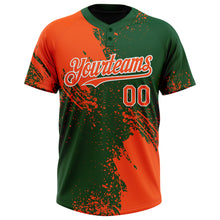Load image into Gallery viewer, Custom Orange Green-White 3D Pattern Abstract Brush Stroke Two-Button Unisex Softball Jersey
