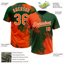 Load image into Gallery viewer, Custom Orange Green-White 3D Pattern Abstract Brush Stroke Two-Button Unisex Softball Jersey
