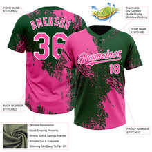 Load image into Gallery viewer, Custom Pink Green-White 3D Pattern Abstract Brush Stroke Two-Button Unisex Softball Jersey
