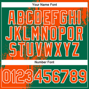 Custom Orange Kelly Green-White 3D Pattern Abstract Brush Stroke Two-Button Unisex Softball Jersey