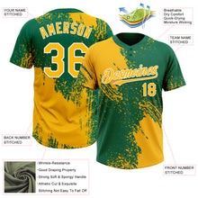 Load image into Gallery viewer, Custom Gold Kelly Green-White 3D Pattern Abstract Brush Stroke Two-Button Unisex Softball Jersey
