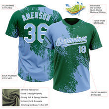 Load image into Gallery viewer, Custom Light Blue Kelly Green-White 3D Pattern Abstract Brush Stroke Two-Button Unisex Softball Jersey
