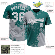 Load image into Gallery viewer, Custom Gray Teal-White 3D Pattern Abstract Brush Stroke Two-Button Unisex Softball Jersey
