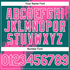 Custom Pink Teal-White 3D Pattern Abstract Brush Stroke Two-Button Unisex Softball Jersey
