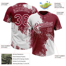 Load image into Gallery viewer, Custom White Crimson 3D Pattern Abstract Brush Stroke Two-Button Unisex Softball Jersey
