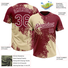 Load image into Gallery viewer, Custom Cream Crimson-White 3D Pattern Abstract Brush Stroke Two-Button Unisex Softball Jersey
