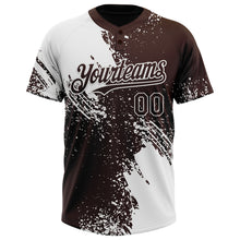 Load image into Gallery viewer, Custom White Brown 3D Pattern Abstract Brush Stroke Two-Button Unisex Softball Jersey
