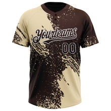 Load image into Gallery viewer, Custom Cream Brown-White 3D Pattern Abstract Brush Stroke Two-Button Unisex Softball Jersey
