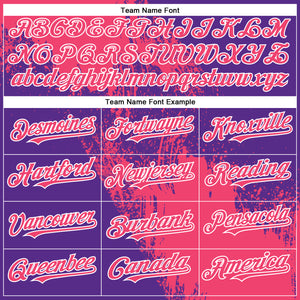 Custom Neon Pink Purple-White 3D Pattern Abstract Brush Stroke Two-Button Unisex Softball Jersey