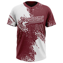Load image into Gallery viewer, Custom White Burgundy 3D Pattern Abstract Brush Stroke Two-Button Unisex Softball Jersey
