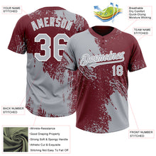 Load image into Gallery viewer, Custom Gray Burgundy-White 3D Pattern Abstract Brush Stroke Two-Button Unisex Softball Jersey
