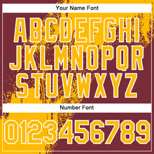 Load image into Gallery viewer, Custom Gold Burgundy-White 3D Pattern Abstract Brush Stroke Two-Button Unisex Softball Jersey
