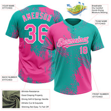 Load image into Gallery viewer, Custom Pink Aqua-White 3D Pattern Abstract Brush Stroke Two-Button Unisex Softball Jersey
