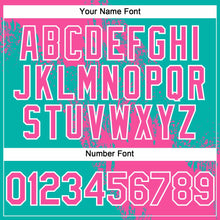 Load image into Gallery viewer, Custom Pink Aqua-White 3D Pattern Abstract Brush Stroke Two-Button Unisex Softball Jersey
