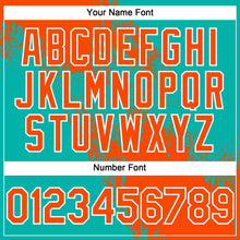 Load image into Gallery viewer, Custom Orange Aqua-White 3D Pattern Abstract Brush Stroke Two-Button Unisex Softball Jersey
