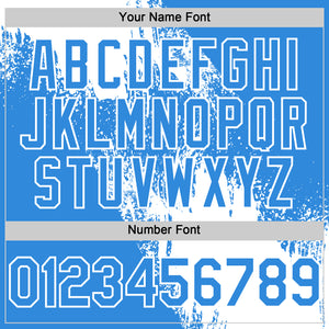 Custom White Electric Blue 3D Pattern Abstract Brush Stroke Two-Button Unisex Softball Jersey
