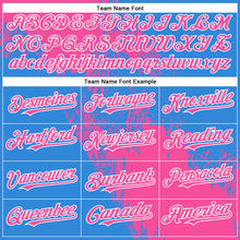 Load image into Gallery viewer, Custom Pink Electric Blue-White 3D Pattern Abstract Brush Stroke Two-Button Unisex Softball Jersey

