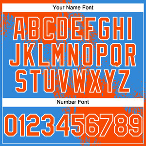 Custom Orange Electric Blue-White 3D Pattern Abstract Brush Stroke Two-Button Unisex Softball Jersey