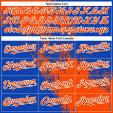 Load image into Gallery viewer, Custom Orange Thunder Blue-White 3D Pattern Abstract Brush Stroke Two-Button Unisex Softball Jersey
