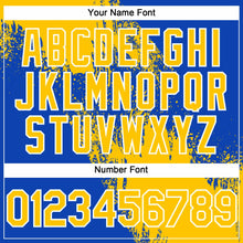 Load image into Gallery viewer, Custom Yellow Thunder Blue-White 3D Pattern Abstract Brush Stroke Two-Button Unisex Softball Jersey
