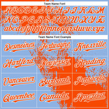 Load image into Gallery viewer, Custom Orange Light Blue-White 3D Pattern Abstract Brush Stroke Two-Button Unisex Softball Jersey

