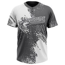 Load image into Gallery viewer, Custom White Steel Gray 3D Pattern Abstract Brush Stroke Two-Button Unisex Softball Jersey
