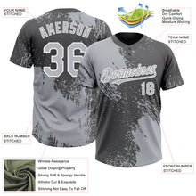Load image into Gallery viewer, Custom Gray Steel Gray-White 3D Pattern Abstract Brush Stroke Two-Button Unisex Softball Jersey
