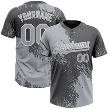 Load image into Gallery viewer, Custom Gray Steel Gray-White 3D Pattern Abstract Brush Stroke Two-Button Unisex Softball Jersey
