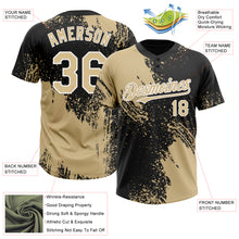 Load image into Gallery viewer, Custom Vegas Gold Black-White 3D Pattern Abstract Brush Stroke Two-Button Unisex Softball Jersey
