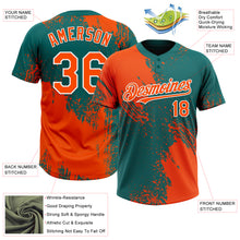 Load image into Gallery viewer, Custom Orange Teal-White 3D Pattern Abstract Brush Stroke Two-Button Unisex Softball Jersey
