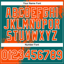 Load image into Gallery viewer, Custom Orange Teal-White 3D Pattern Abstract Brush Stroke Two-Button Unisex Softball Jersey
