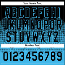 Load image into Gallery viewer, Custom Black Sky Blue 3D Gradient Square Shape Two-Button Unisex Softball Jersey
