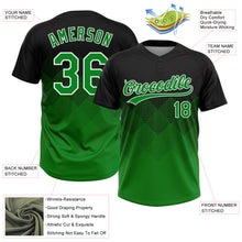 Load image into Gallery viewer, Custom Black Grass Green-White 3D Gradient Square Shape Two-Button Unisex Softball Jersey

