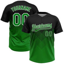 Load image into Gallery viewer, Custom Black Grass Green-White 3D Gradient Square Shape Two-Button Unisex Softball Jersey
