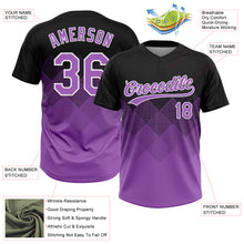 Load image into Gallery viewer, Custom Black Medium Purple-White 3D Gradient Square Shape Two-Button Unisex Softball Jersey
