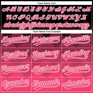 Custom Black Neon Pink-White 3D Gradient Square Shape Two-Button Unisex Softball Jersey