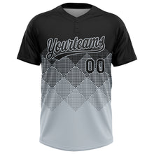 Load image into Gallery viewer, Custom Black Silver 3D Gradient Square Shape Two-Button Unisex Softball Jersey
