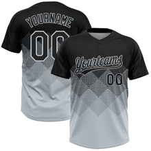Load image into Gallery viewer, Custom Black Silver 3D Gradient Square Shape Two-Button Unisex Softball Jersey
