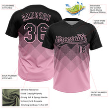 Load image into Gallery viewer, Custom Black Light Pink 3D Gradient Square Shape Two-Button Unisex Softball Jersey
