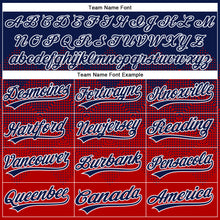Load image into Gallery viewer, Custom Navy Red-White 3D Gradient Square Shape Two-Button Unisex Softball Jersey
