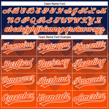 Load image into Gallery viewer, Custom Navy Orange-White 3D Gradient Square Shape Two-Button Unisex Softball Jersey
