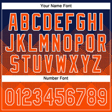 Load image into Gallery viewer, Custom Navy Orange-White 3D Gradient Square Shape Two-Button Unisex Softball Jersey
