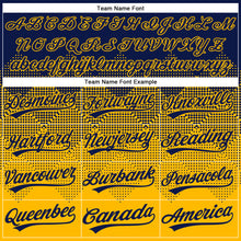 Load image into Gallery viewer, Custom Navy Gold 3D Gradient Square Shape Two-Button Unisex Softball Jersey
